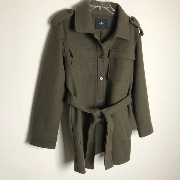 NWT 7 For All Mankind Waist Tie Shacket Shirt Jacket - Picture 2 of 7